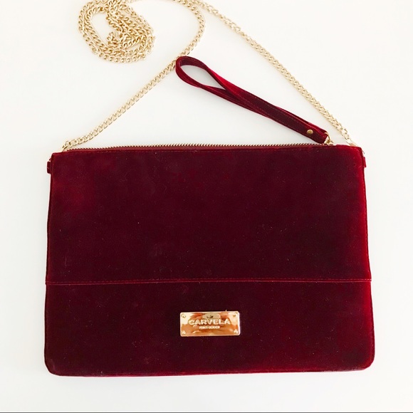 ASOS Carvela Velvet Pouch Clutch Bag w Gold Chain - Picture 5 of 8